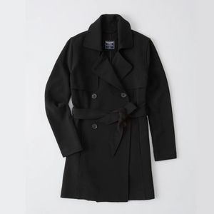 NEW Abercrombie XL black drapey trench coat